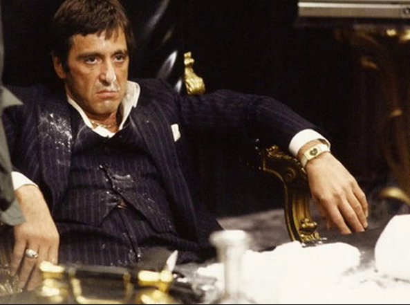 Image result for al pacino face down in cocaine scarface